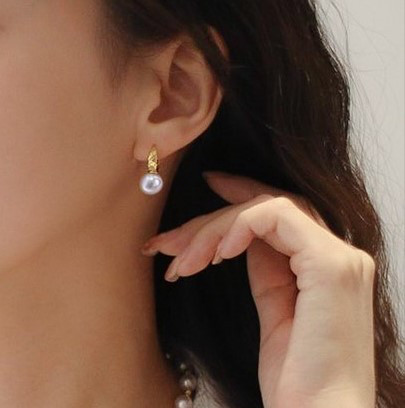 【La Corser】日本製 7-9.5mm アコヤ真珠 天然海水真珠 ピアス レディース 18Kゴールド エレガント レディス