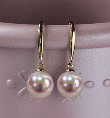 【La Corser】国産天然海水アコヤ真珠 6.5-10mm 耳かけ型 18金 女神級ピアス 通勤ピアス