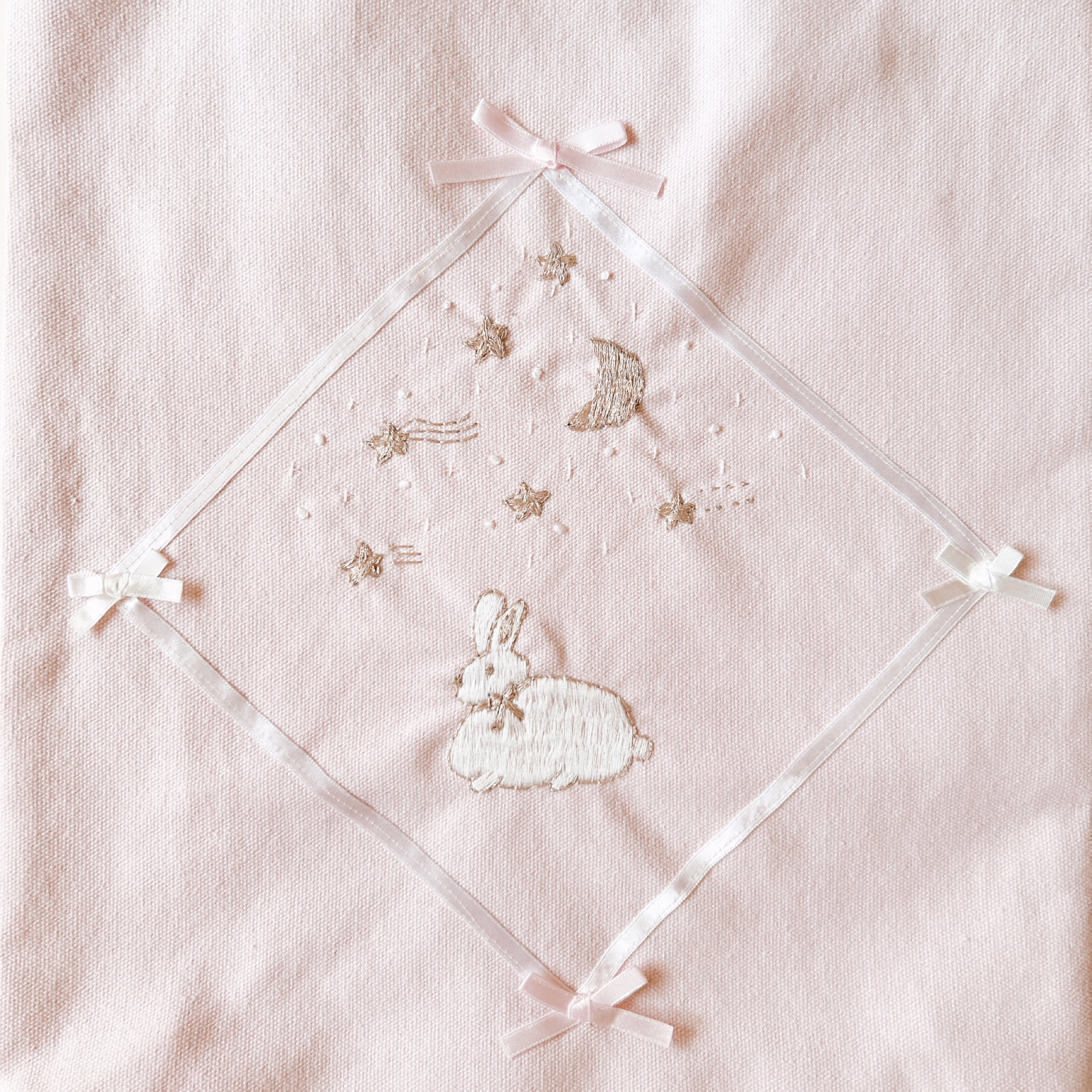 刺繍トートバッグ「月と星とうさぎ」