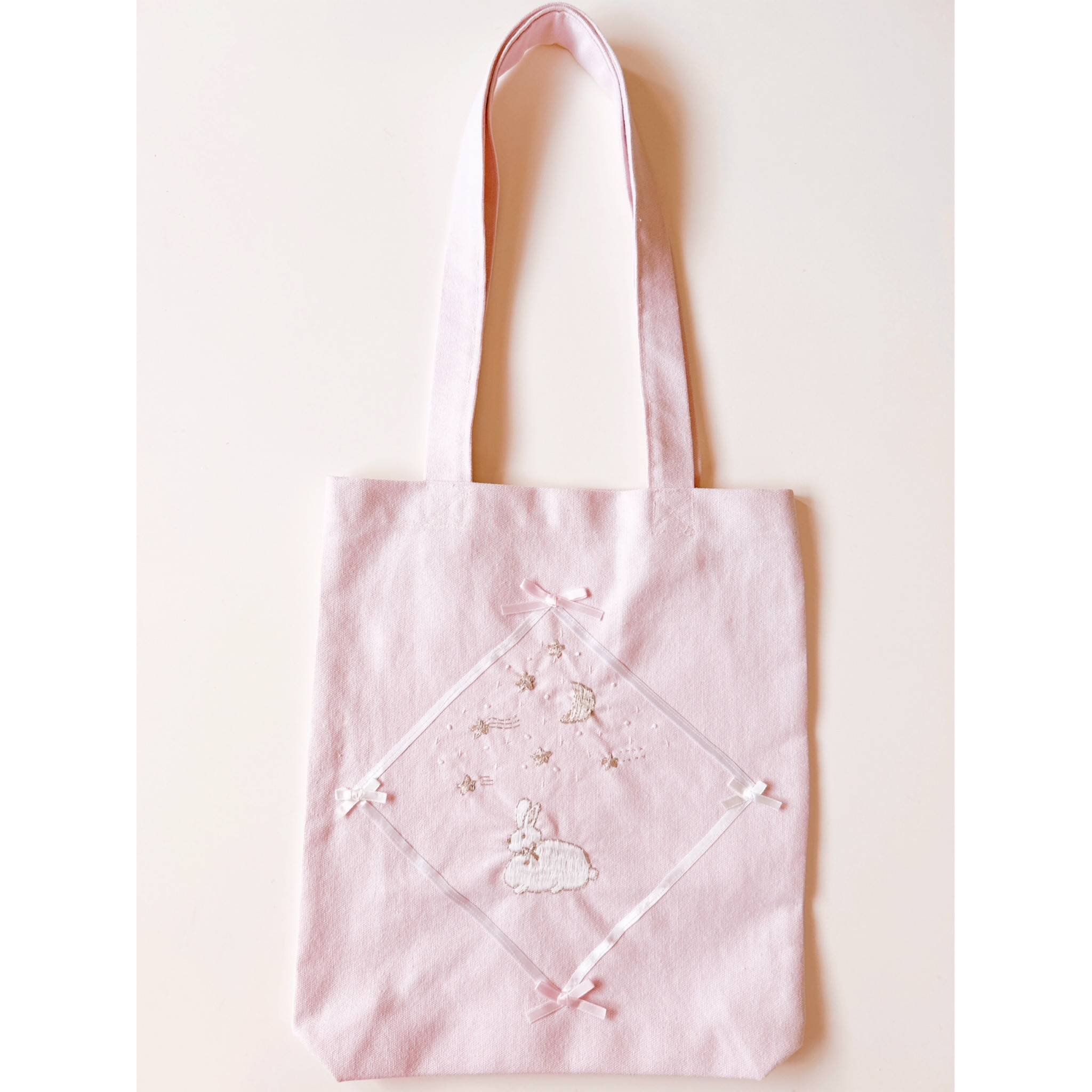 刺繍トートバッグ「月と星とうさぎ」