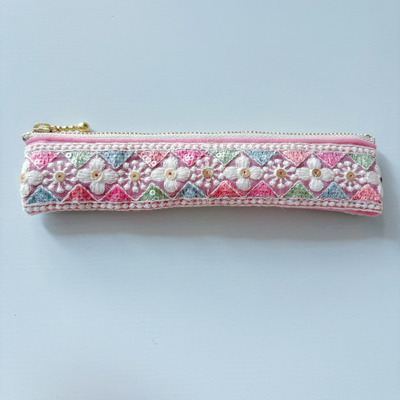 18cmファスナーꕤバンド付き挟めるスリムペンケース 5枚目の画像