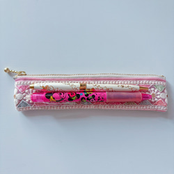 18cmファスナーꕤバンド付き挟めるスリムペンケース 3枚目の画像