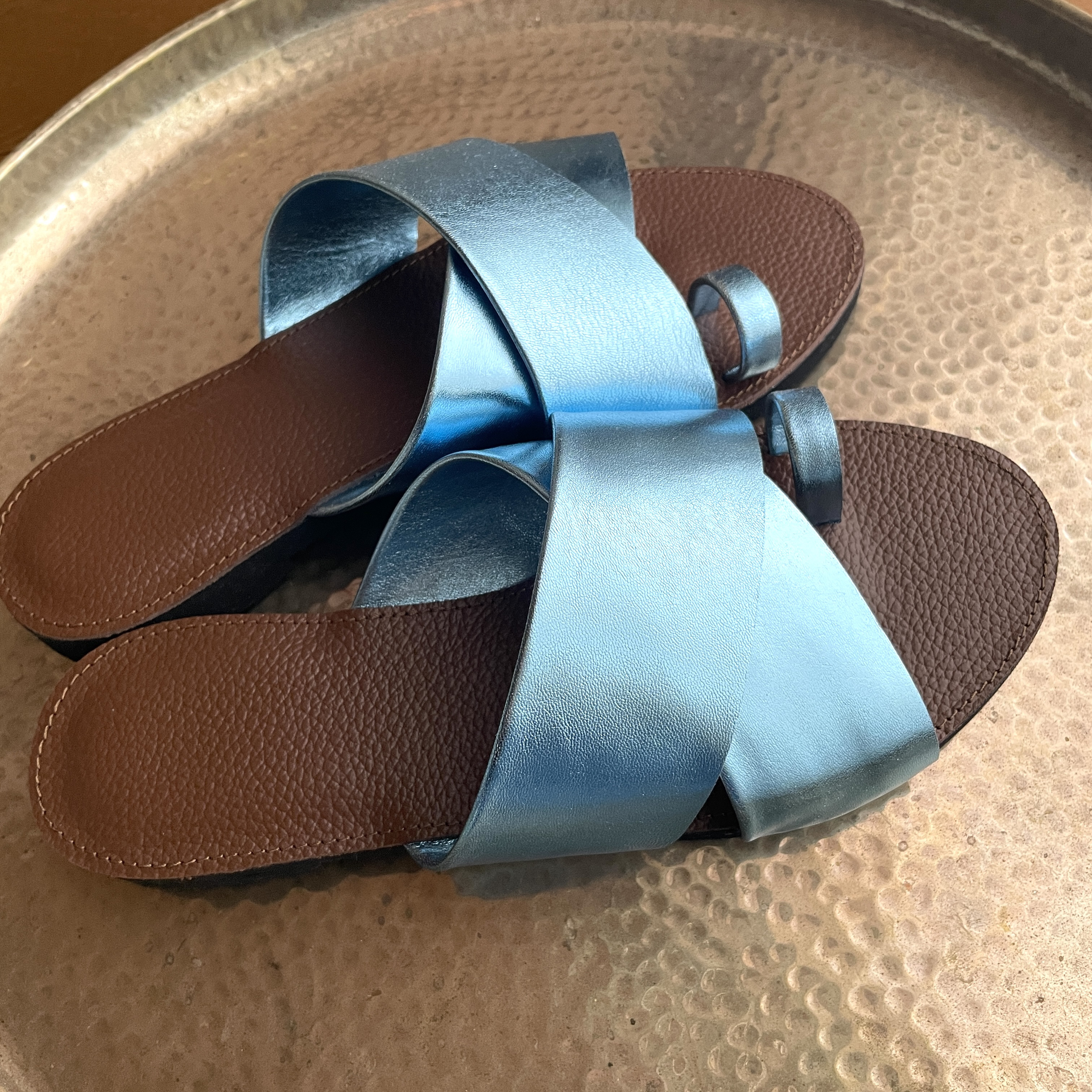 【new!】re-born sandals ver.shiny mizu-iro/フラットサンダル＊シャイニー水色