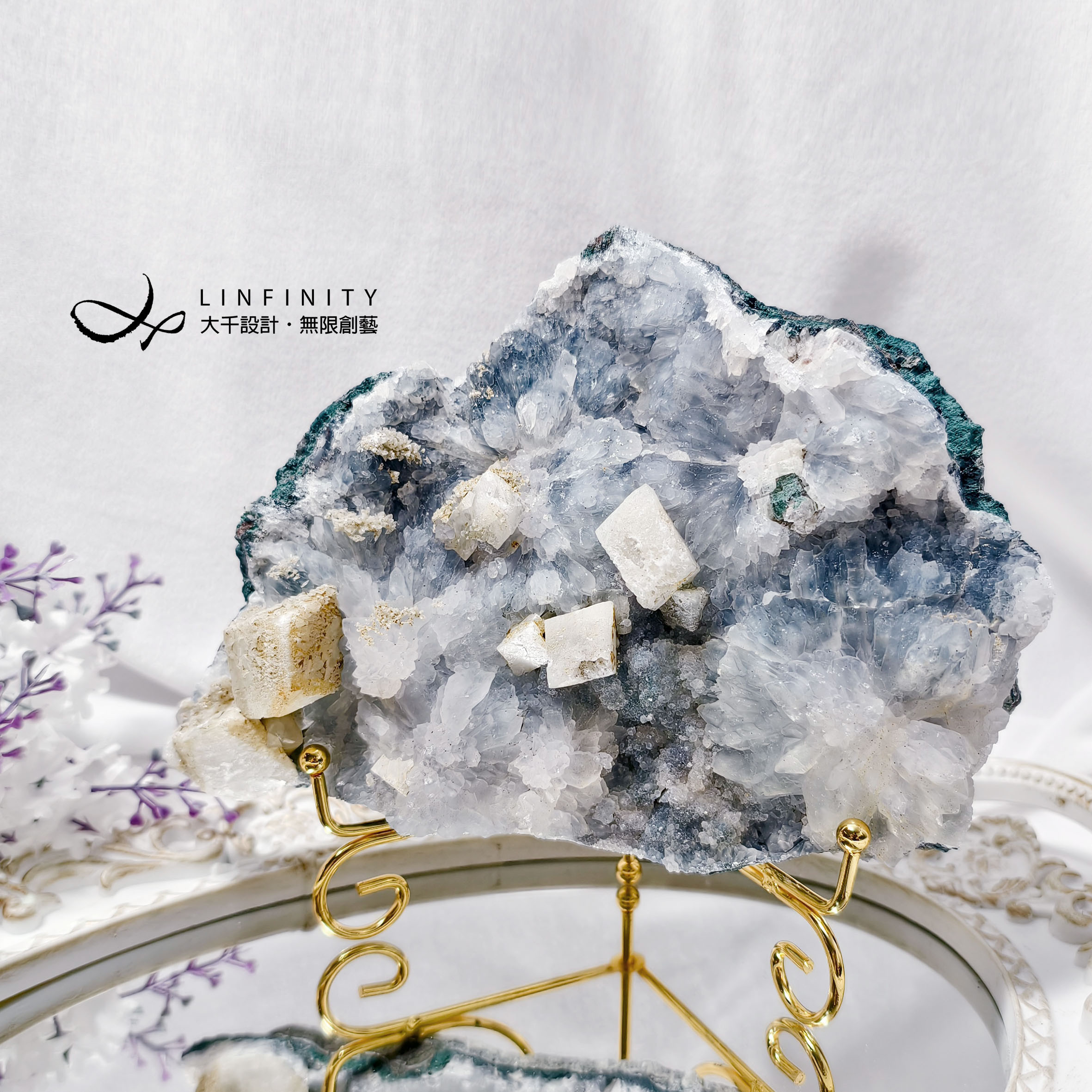 ✦❀ 中国の旧正月をお祝い | 宝石 50% オフ ❀✦ 菊花模様の希少な方解石原石クラスター - 紳士のコレクション、家庭用風