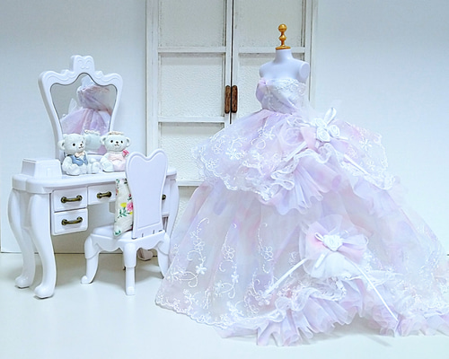 ミニチュアウェディングドレス26 一点物♥ミニチュアウェディングドレス♥✿水彩の宝石箱