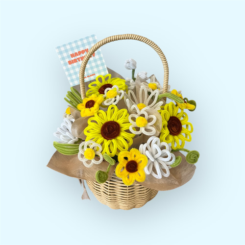 ピクニックバスケット入り】たっぷりひまわり！！モールフラワー