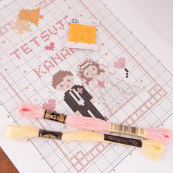 クロスステッチ刺繍で手作りする「ウェルカムボード」　結婚 ウェルカムボード  m_05 12枚目の画像