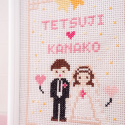 クロスステッチ刺繍で手作りする「ウェルカムボード」　結婚 ウェルカムボード  m_05 4枚目の画像
