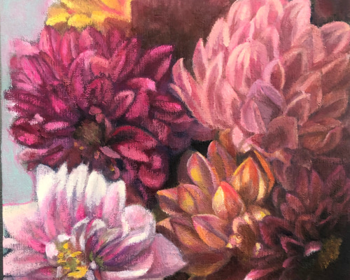 ダリア 花 油絵 絵画 油彩 F4号の通販 油彩 ダリア 花 油絵 絵画 F4号 油彩 ダリア 花 油絵 絵画 F4号 絵画