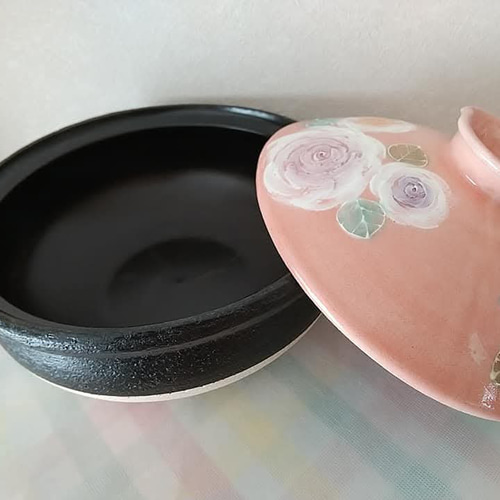 工房風花 彩バラ 土鍋 8号サイズ ゆずりは工房の姉妹工房 工房風花 彩バラ 土鍋 8号サイズ ゆずりは工房の姉妹工房 瀬戸焼