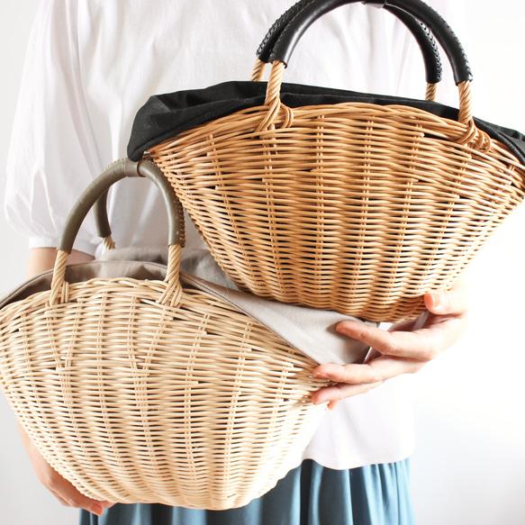 ラタンのかごバッグ （マドレーヌ）サイズ、色が選べる♪自然素材を