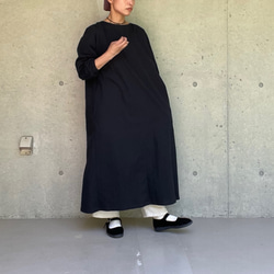 【新作】綿麻の割烹着 – ロング丈　エプロンワンピース　3色　ホワイト　キナリ　ブラック 18枚目の画像