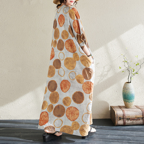 夏の色柄リゾート風観光Vネックレトロロングスカート肉麻