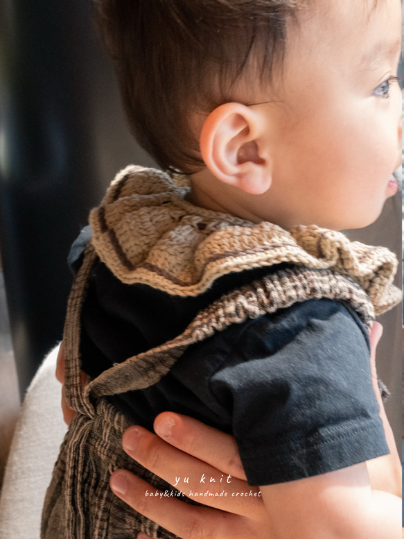 wave つけ襟 手編み の ベビー スタイ スタイ・よだれかけ yu knit