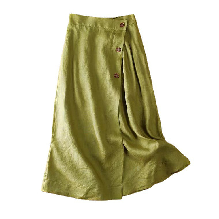 夏の新着 綿麻 ミディ Ａラインスカート 2598