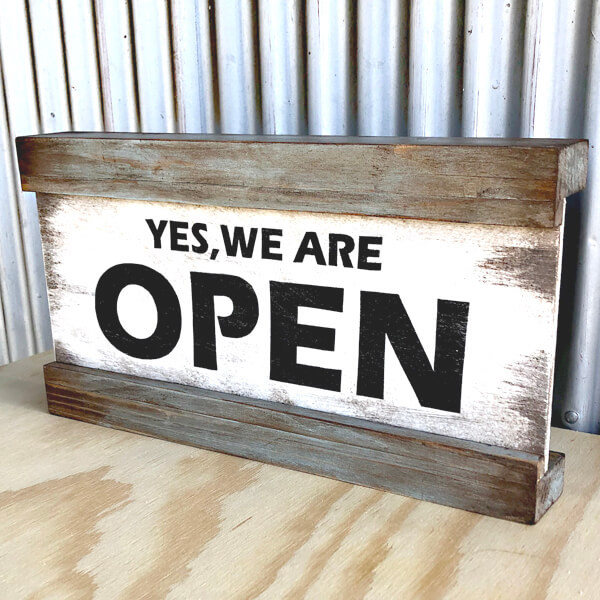 木製アンティークOPEN看板【スライド】ブルー