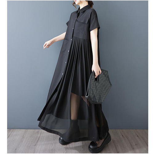 大きいサイズ レディース 春 夏 ワンピース　新品 半袖 大きいサイズ レディース 春 夏 ワンピース 襟付き ビッグ襟