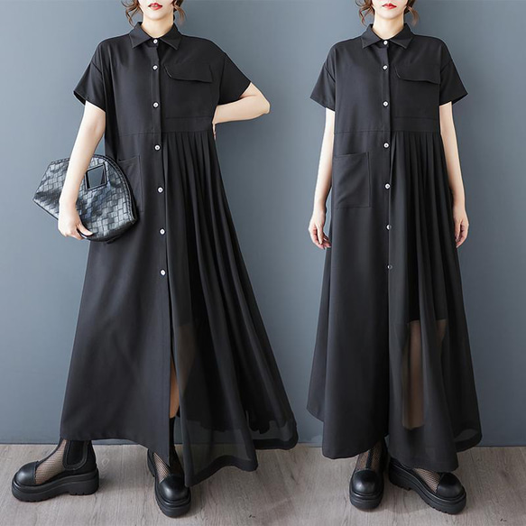 大きいサイズ ワンピース シアー シャツ レディース 春夏 新品