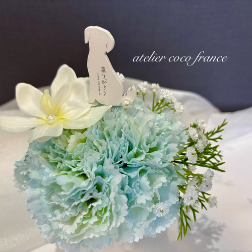 ちびねこページ　仏花　お供え花アレンジ　造花 ペット用仏花】柔らかな優しいデザイン お供え 仏花 ペット供養