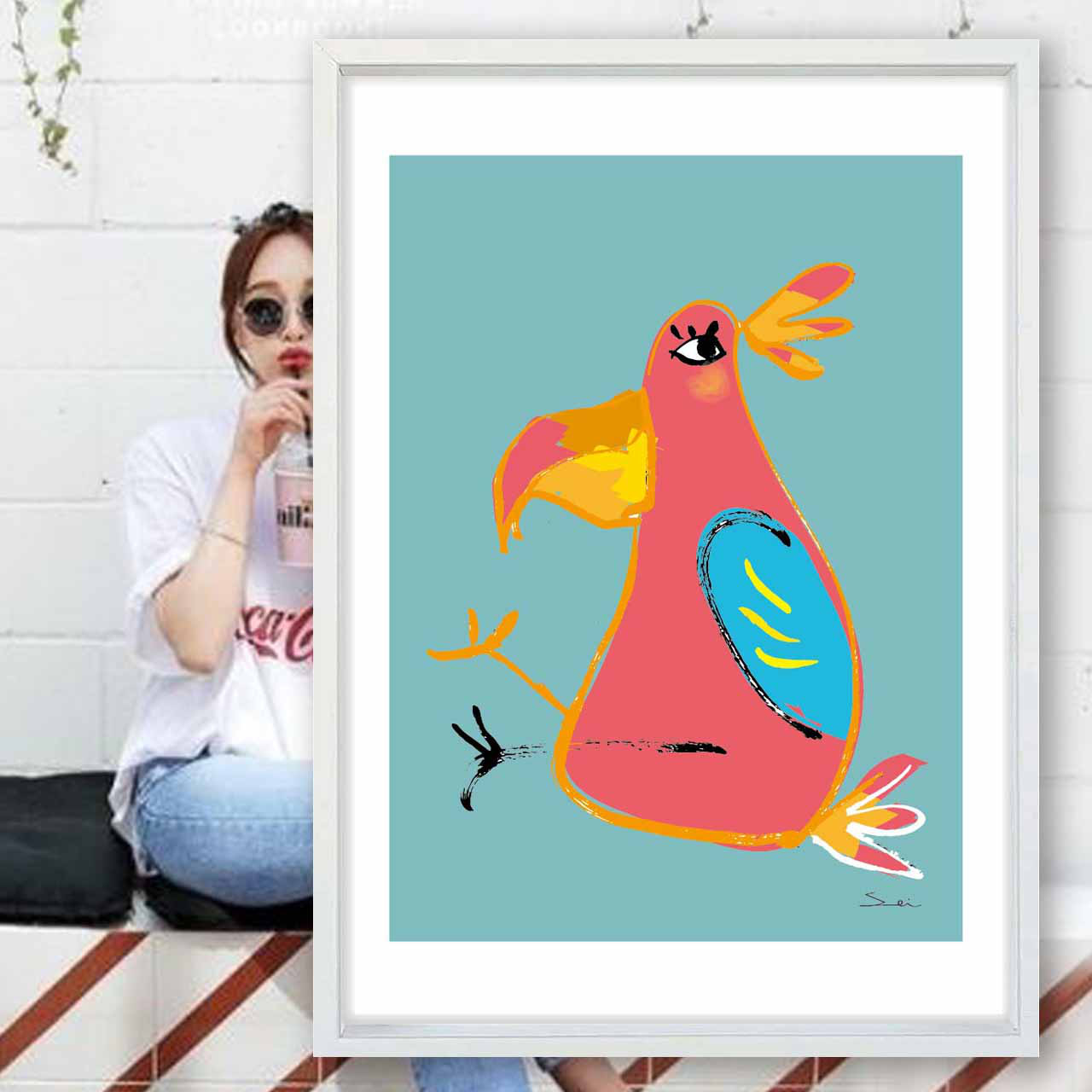 ひょうきんな鳥　鳥　送料無料　お気に入り9600件突破　ポスター　アートポスター　アート/sei検索新着順　1876