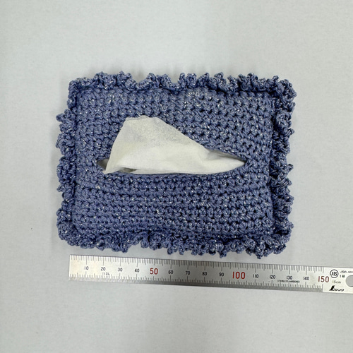 フリルポケットティッシュケース(ホワイト) かぎ針編み その他ケース