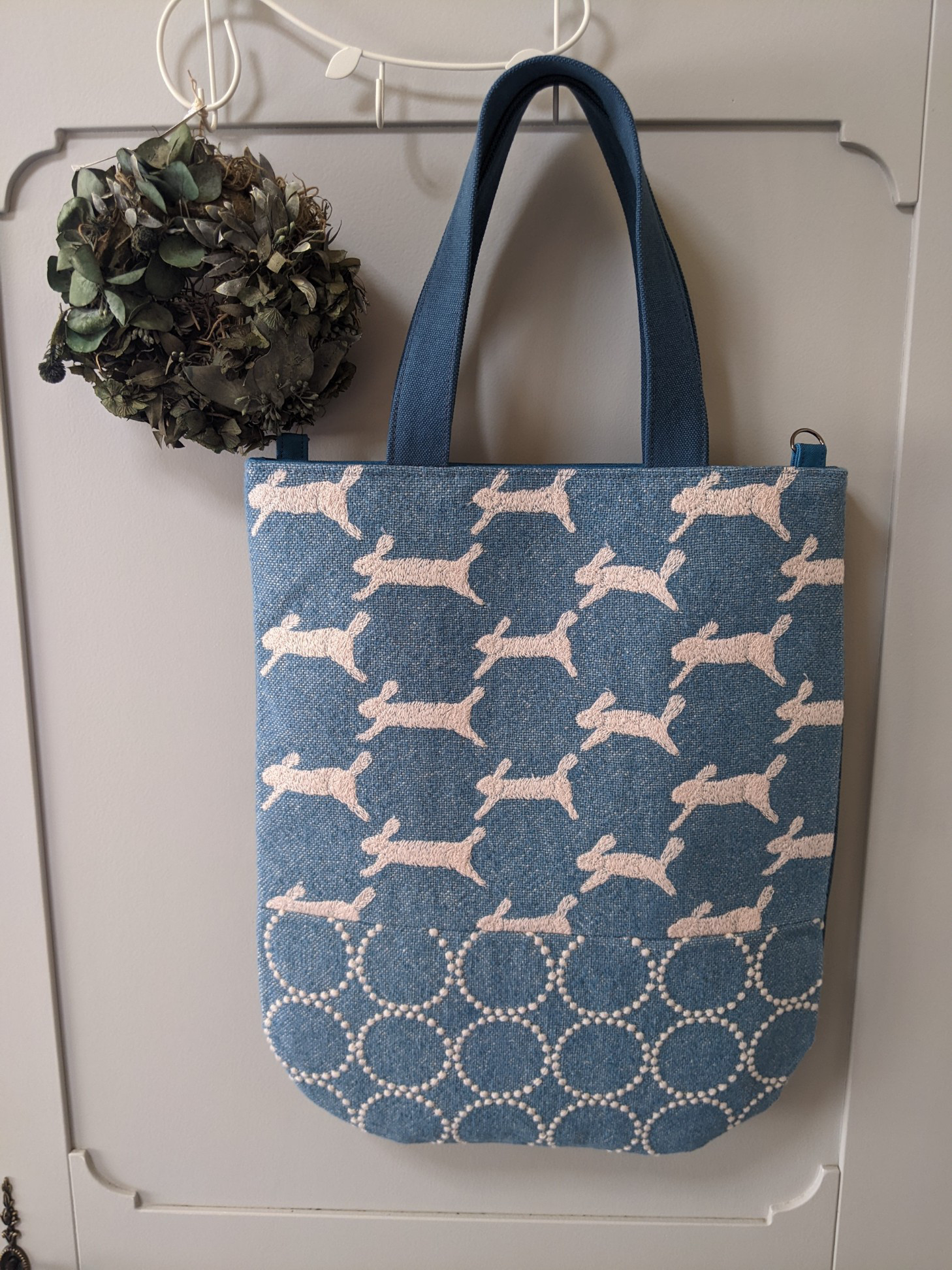 春色ミナペルホネントート【runrunrun/blue】ランランランブルー＆タンバリン