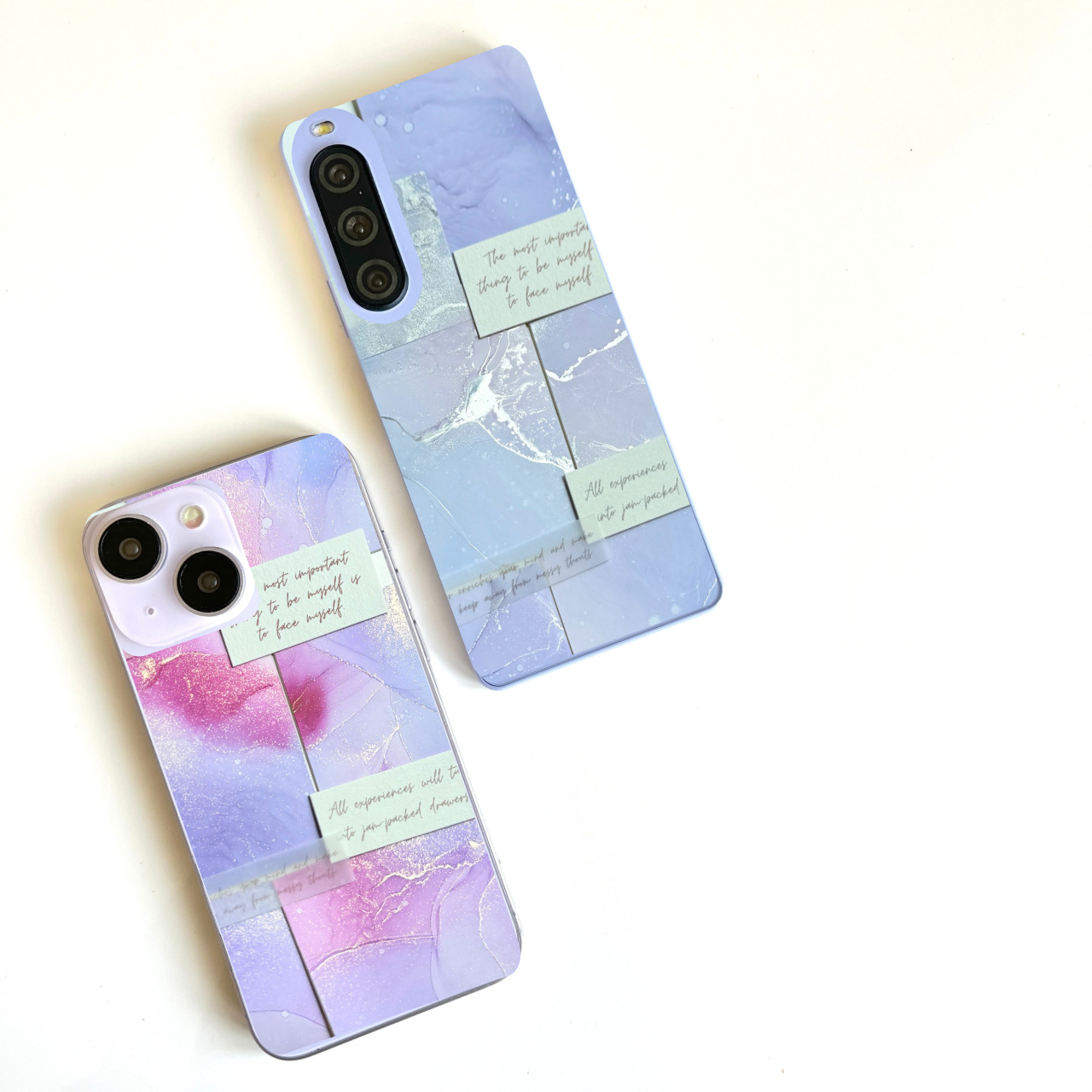 《原画一点物インナーシート付きスマホケース》あじさいパープルコレクション iPhone/Android ソフトケース