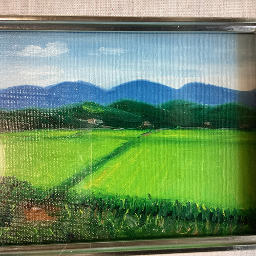 原画「稲刈り後の田園風景」F8・油彩画 | iichi 日々の暮らしを