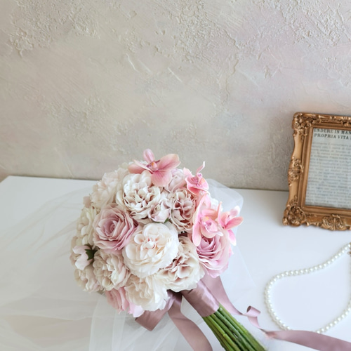 ローズのラウンドブーケ♡ウェディングブーケNo.1064 ローズのラウンドブーケ♡ウェディングブーケNo.1064