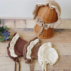 リボンカラーを選べる＊うさ耳ボンネット ピンク Mサイズ 帽子(ベビー