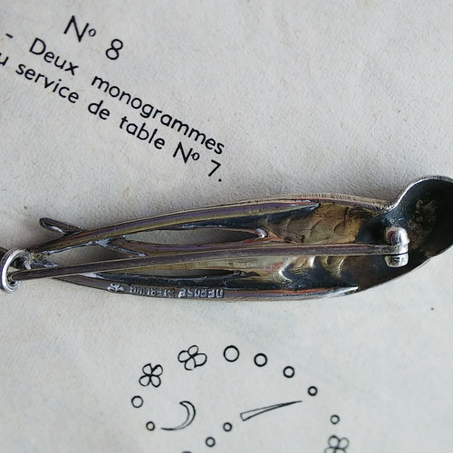 フランスアンティーク Blueエナメル／ペースト／ツバメのブローチ（65