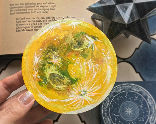 10センチの満月】アクリル画 一点物 イラスト お月様 フルムーン