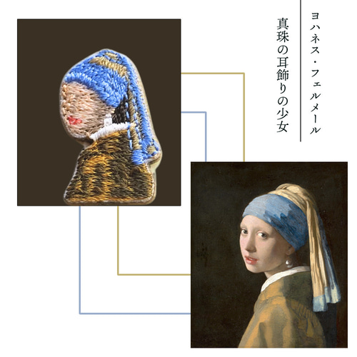 真珠の耳飾りの少女 フェルメール 絵画 アート 刺繍ワッペン