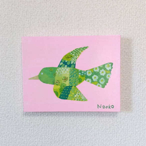 原画 絵画『バード』鳥の絵 アクリル絵 キャンバスサイズF0