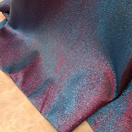 ウエストリボン1回着セミオーダードレス煌めき玉蟲ブラックパープルフランス生地 カラードレス ブラック×玉虫パープル×ブルー ウエストリボン付