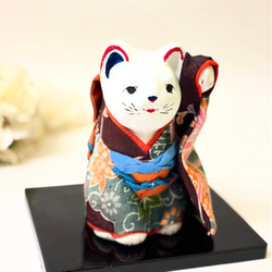 一閑張りバッグ中袋付き 『猫と花々』 浮世絵仕上げ かごバッグ