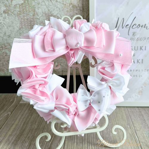 パンリース　オーダー再開中♡ ピンク20cm】ハートのリボンリース リース Blessed Ribbon 通販
