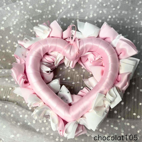 ピンク20cm】ハートのリボンリース リース Blessed Ribbon 通販
