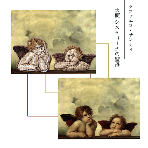 天使 システィーナの聖母 絵画 アート 刺繍ワッペン ワッペン