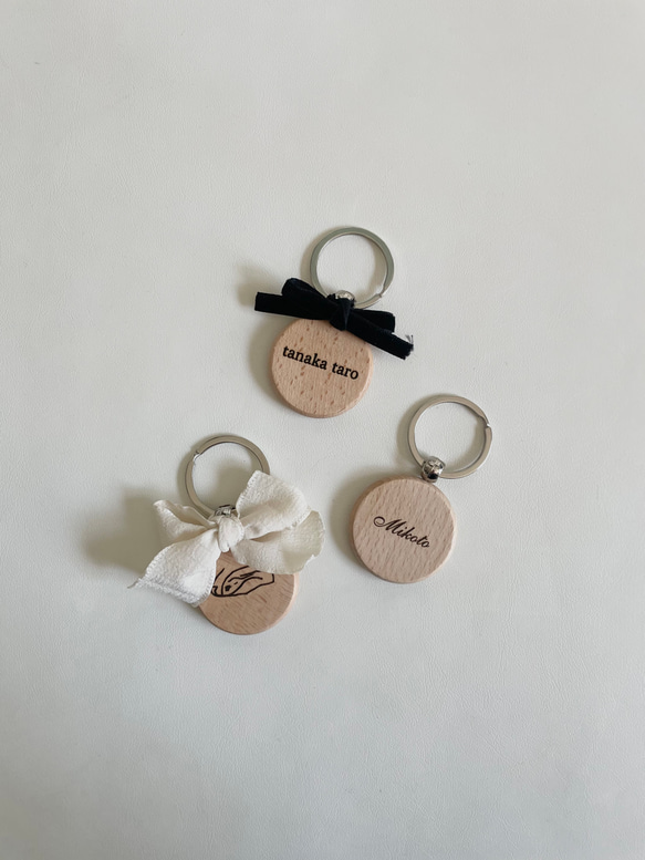 original name tag┃名入れ&送料無料◎お名前キーホルダー　キーリング　名入れ　ネームタグ 木製 10枚目の画像