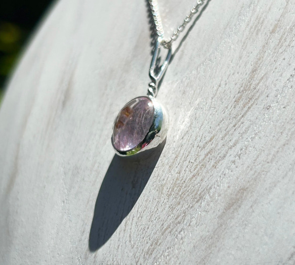 天然クンツァイト◇純銀＋SV925◇Silver Necklace 7枚目の画像