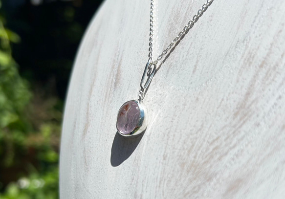 天然クンツァイト◇純銀＋SV925◇Silver Necklace 4枚目の画像