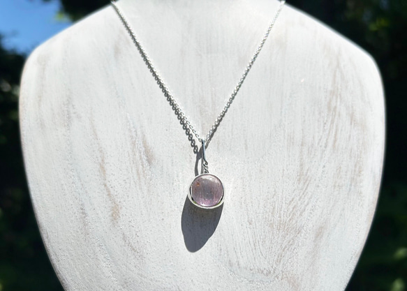 天然クンツァイト◇純銀＋SV925◇Silver Necklace 5枚目の画像