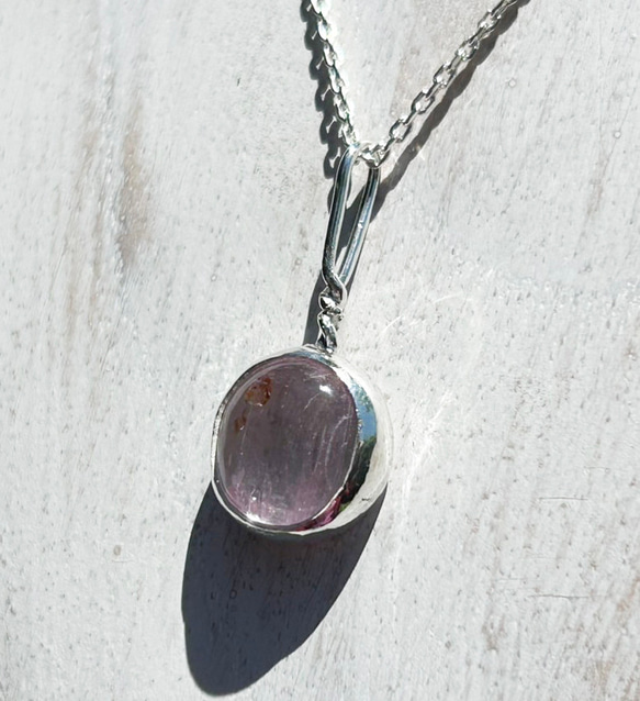 天然クンツァイト◇純銀＋SV925◇Silver Necklace 11枚目の画像