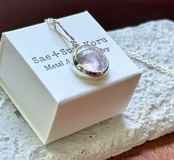 天然クンツァイト◇純銀＋SV925◇Silver Necklace 15枚目の画像