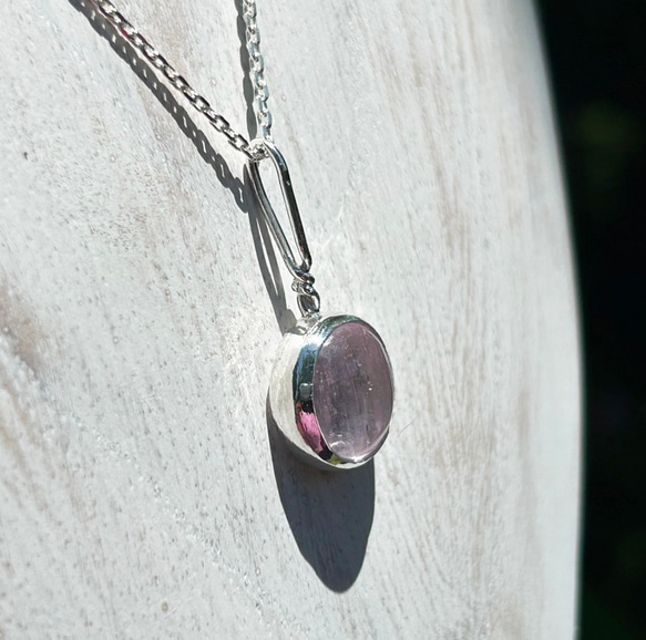 天然クンツァイト◇純銀＋SV925◇Silver Necklace 10枚目の画像