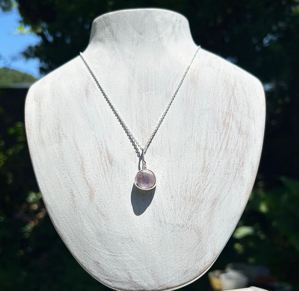 天然クンツァイト◇純銀＋SV925◇Silver Necklace 6枚目の画像