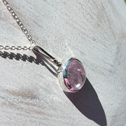 天然クンツァイト◇純銀＋SV925◇Silver Necklace 1枚目の画像