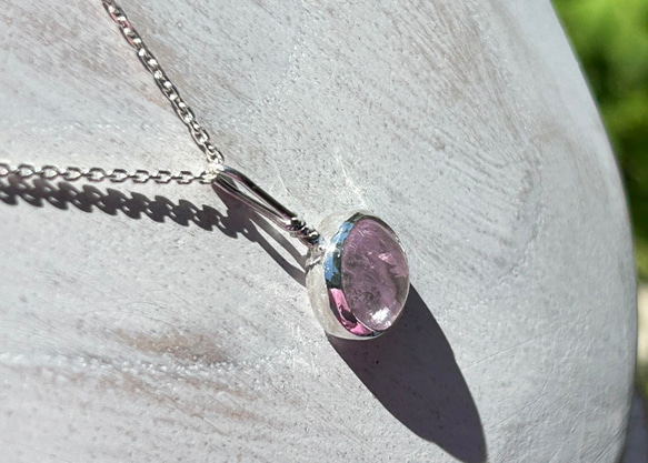 天然クンツァイト◇純銀＋SV925◇Silver Necklace 1枚目の画像