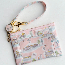 リバティ「ムーンモス」（クラシカルピンク）クリアフラットポーチ